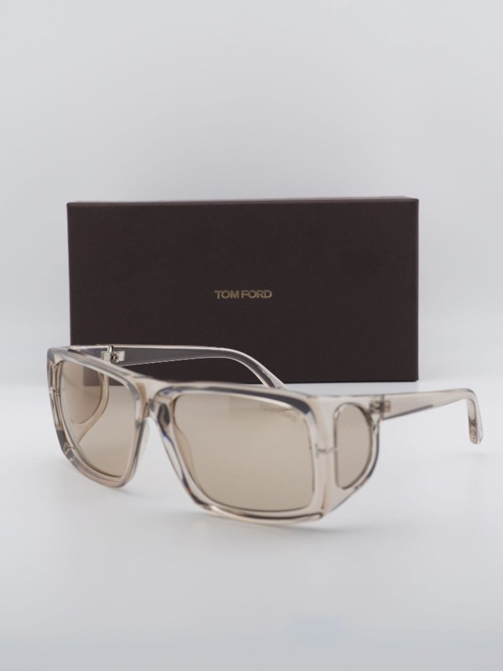 Tom Ford Rizzo FT0730 20A Rectangle Wrap Sunglasses - Grey
